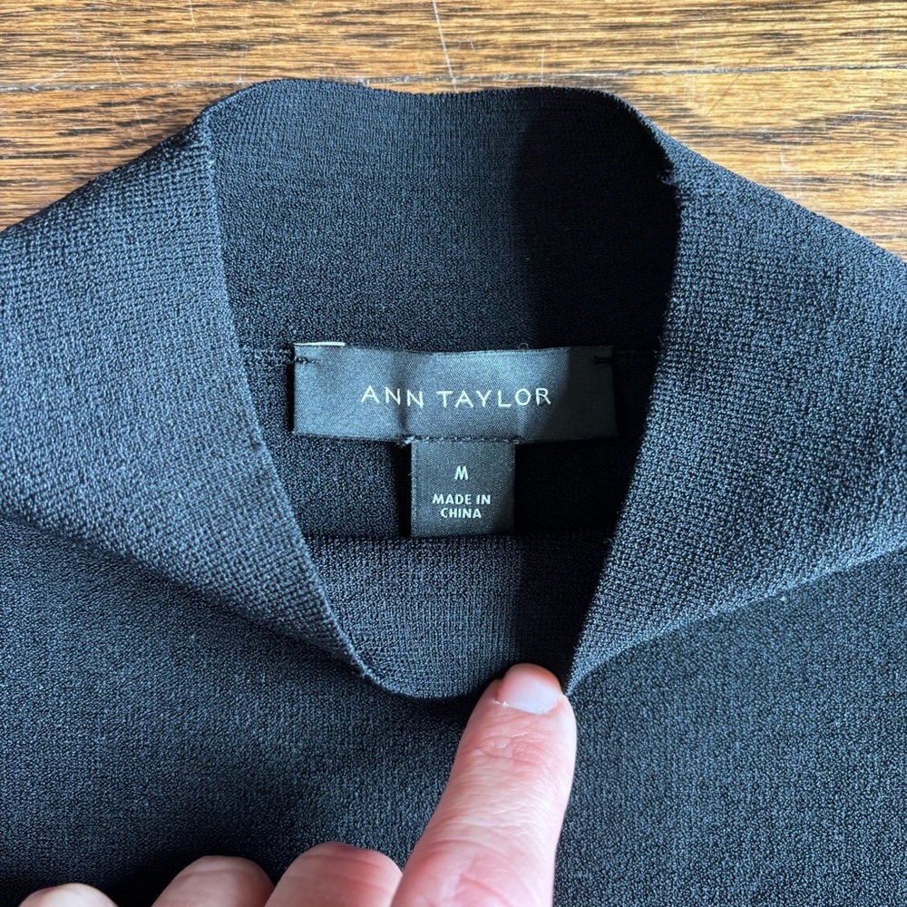 Ann Taylor Black Sleeveless Ruffle Mock Neck Top | Medium - Picture 2 of 5